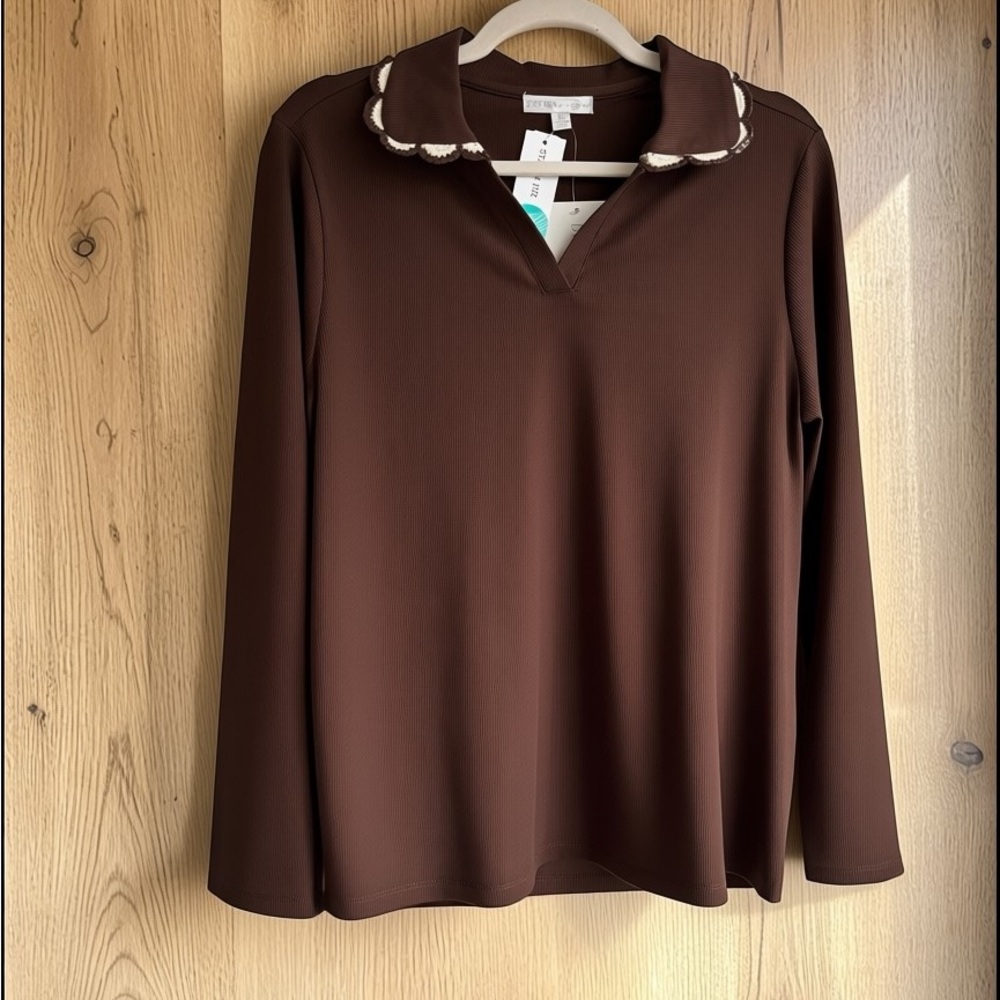 Design History Chocolate Brown Long Sleeve Blouse